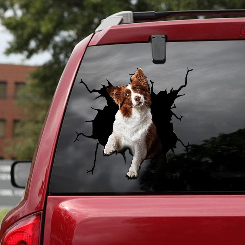 Border Collie Crack Car Sticker, Toilet Sticker, Fridge Sticker 22