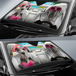 Great Dane-Dog Summer Vacation Couple Car Sun Shade Cover Auto Windshield