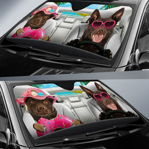 Australian Kelpie-Dog Summer Vacation Couple Car Sun Shade Cover Auto Windshield