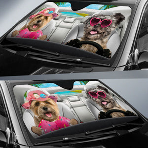 Cairn Terrier-Dog Summer Vacation Couple Car Sun Shade Cover Auto Windshield