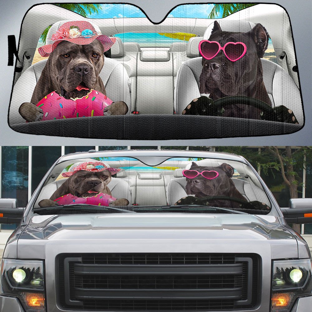 Cane Corso-Dog Summer Vacation Couple Car Sun Shade Cover Auto Windshield