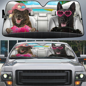 Dutch Shepherd-Dog Summer Vacation Couple Car Sun Shade Cover Auto Windshield