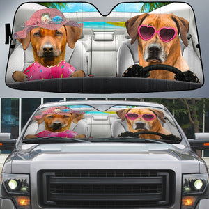 Rhodesian Ridgeback-Dog Summer Vacation Couple Car Sun Shade Cover Auto Windshield