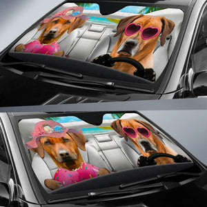 Rhodesian Ridgeback-Dog Summer Vacation Couple Car Sun Shade Cover Auto Windshield