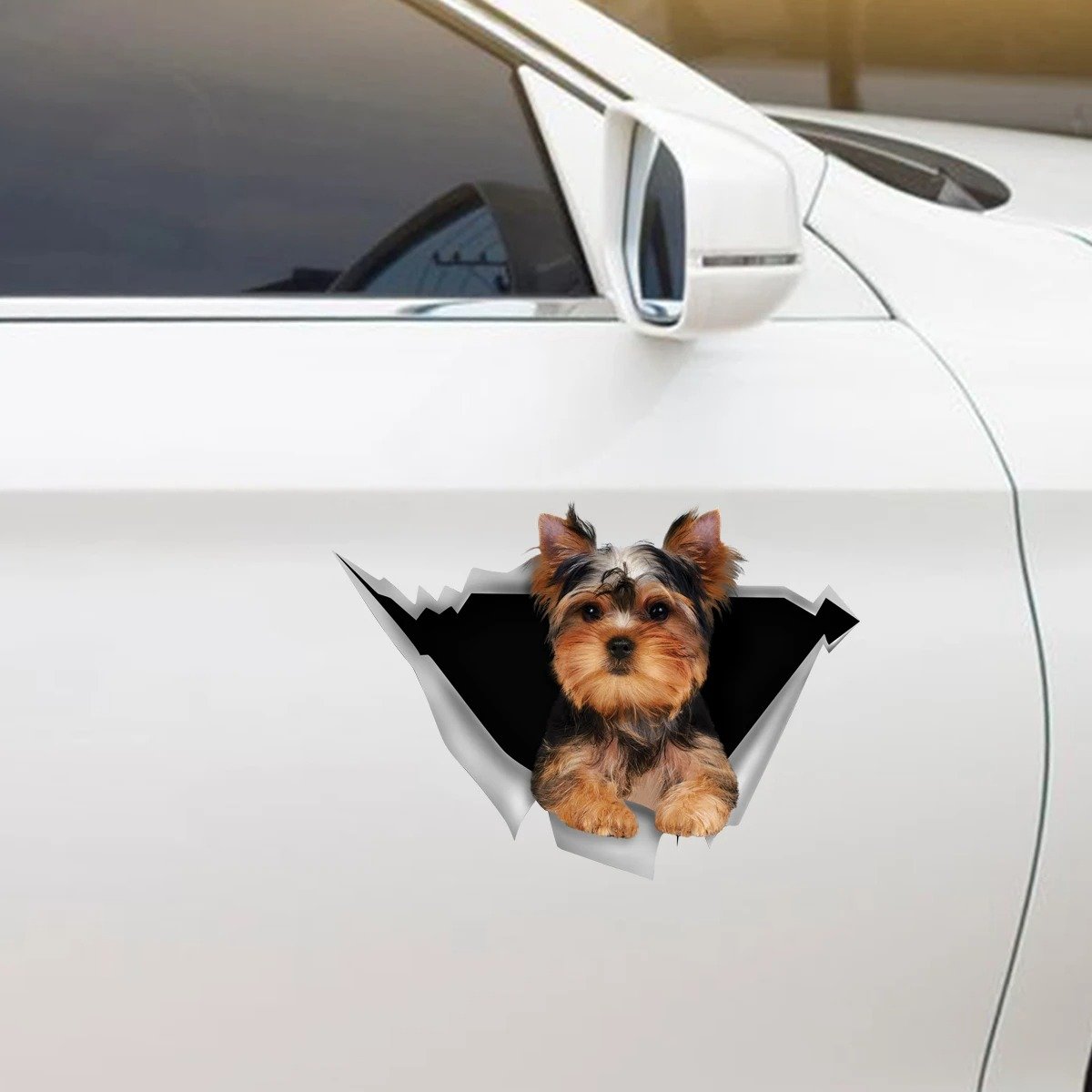 We Like Riding In Cars  Yorkshire Terrier Sticker V1