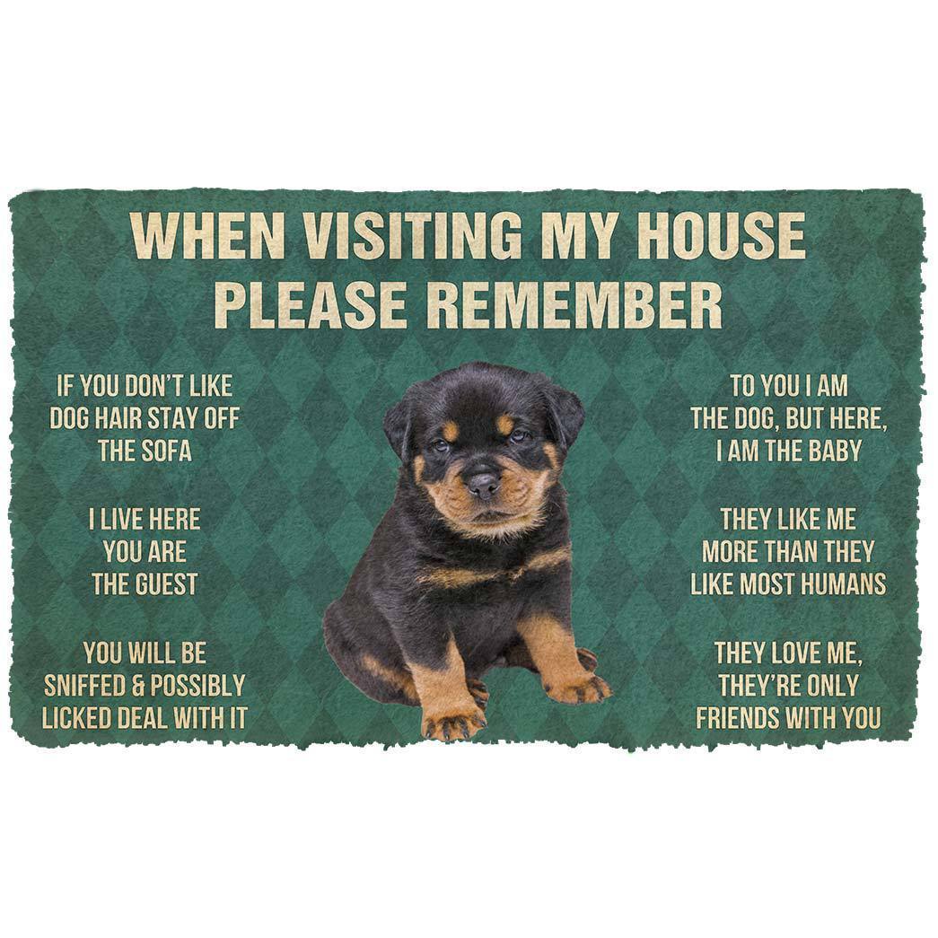 Bugybox 3D Please Remember Rottweiler Puppy Dogs House Rules Doormat