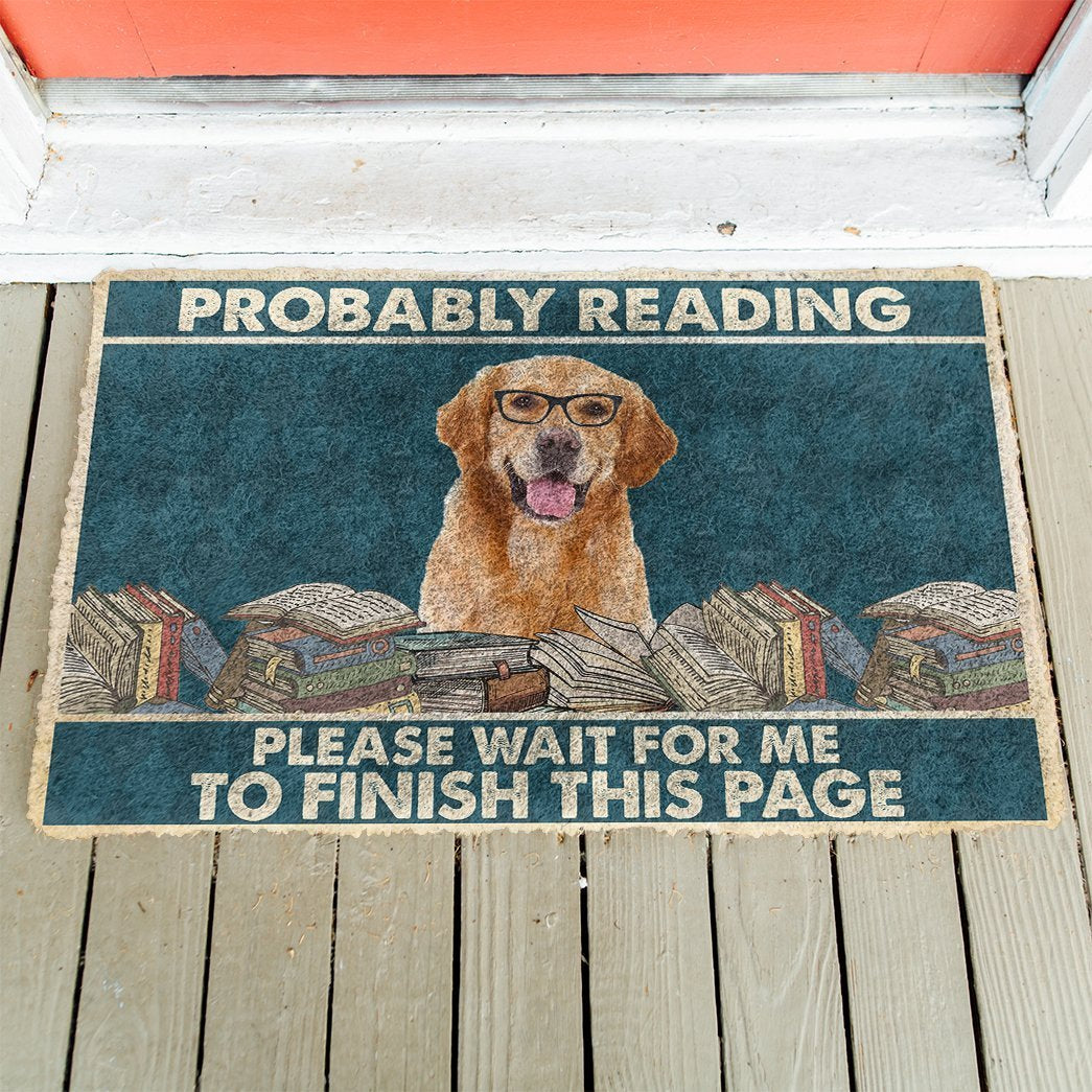 Bugybox 3D Golden Retriever Probably Reading Please Wait Doormat