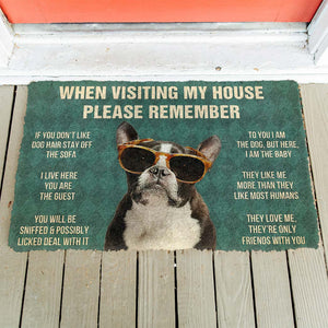 Bugybox 3D Please Remember French Bulldog With Glasses Dogs House Rules Doormat