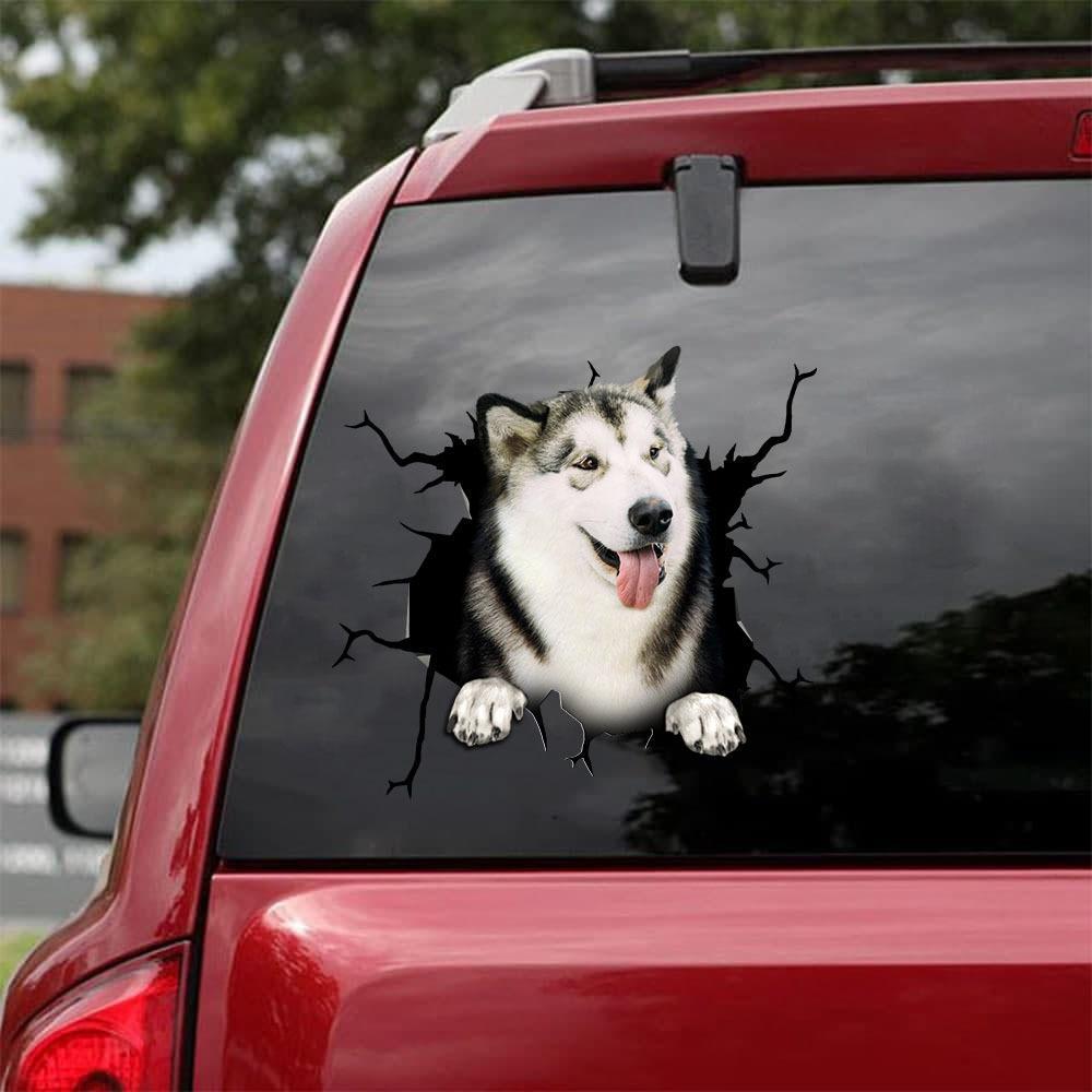 Alaskan Malamute Crack Car Sticker, Toilet Sticker, Fridge Sticker 9