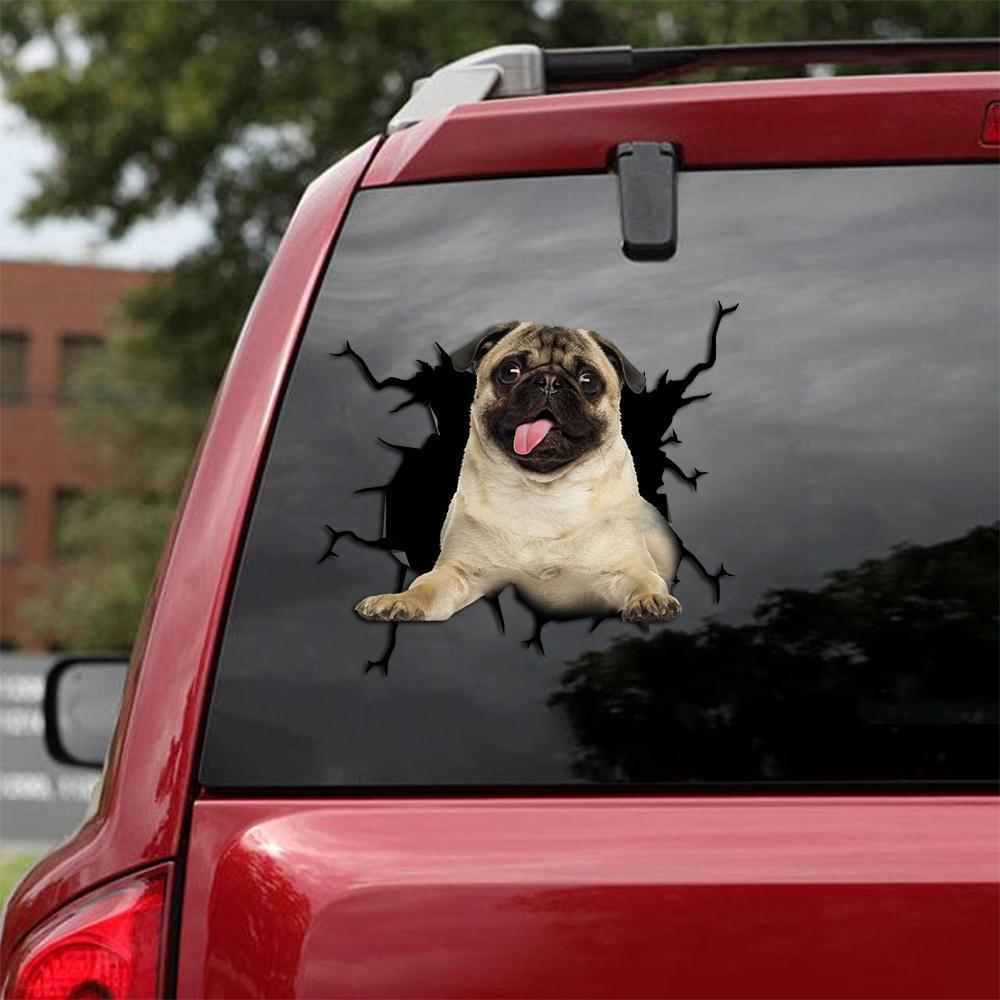 Pug Crack Car Sticker 31