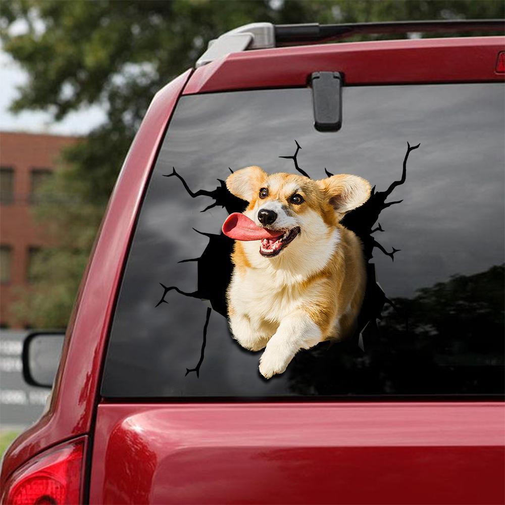 Welsh Corgi Crack Car Sticker, Toilet Sticker, Fridge Sticker 4