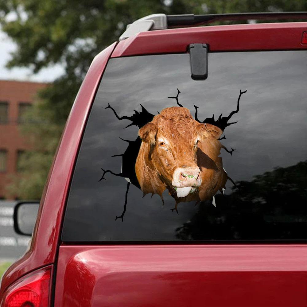 Funny Limousin Cow Crack Car Sticker