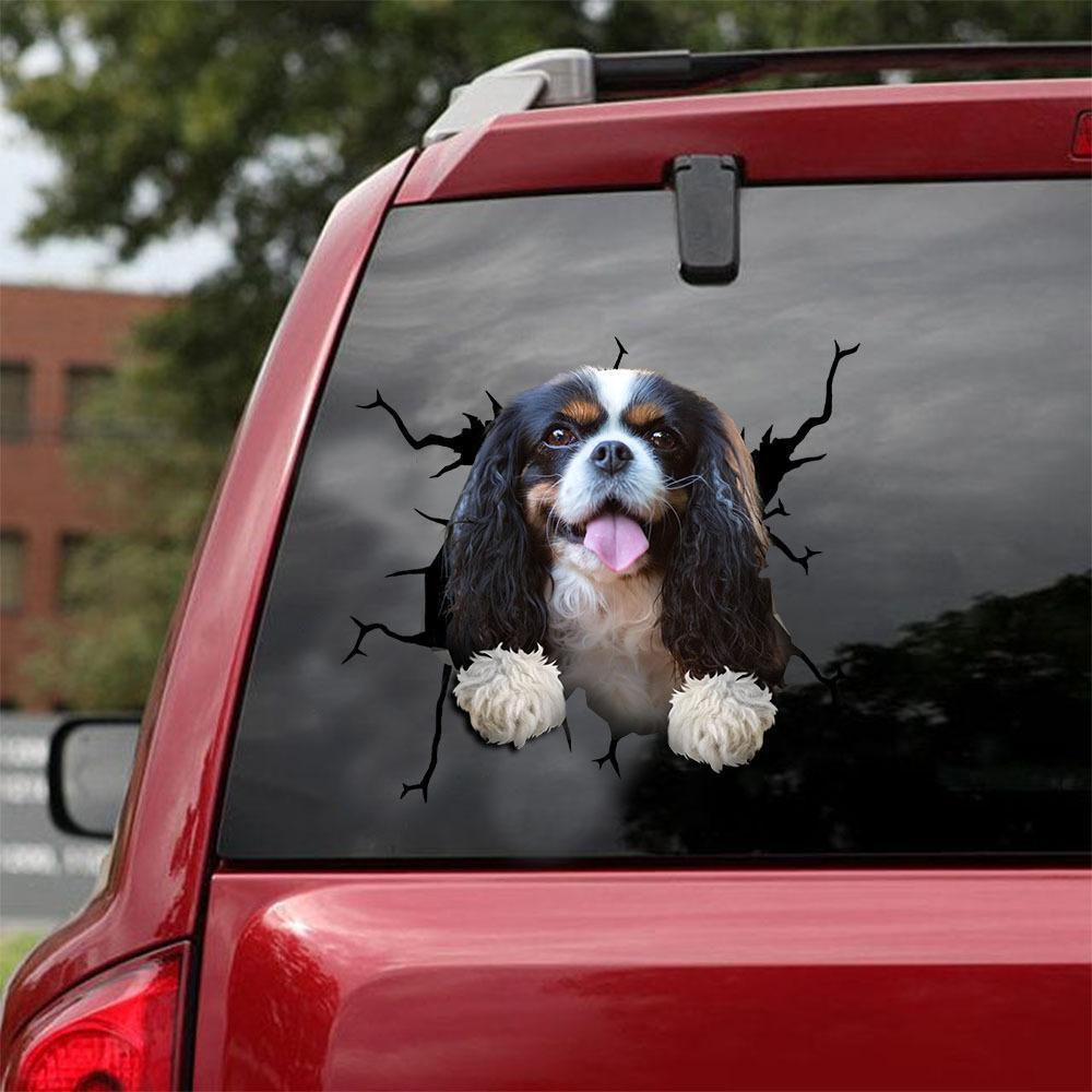 Cavalier King Charles Spaniel Crack Car Sticker, Toilet Sticker, Fridge Sticker 4