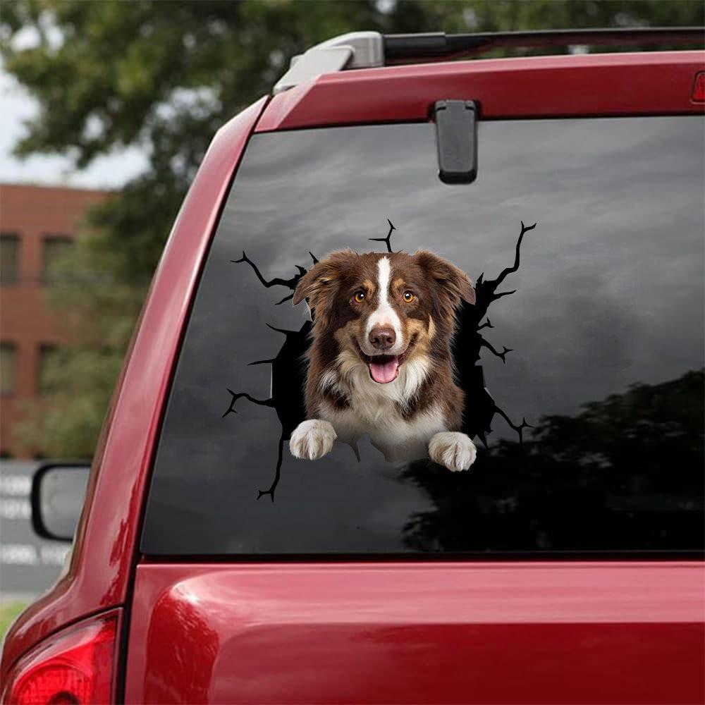 Border Collie Crack Car Sticker, Toilet Sticker, Fridge Sticker 1