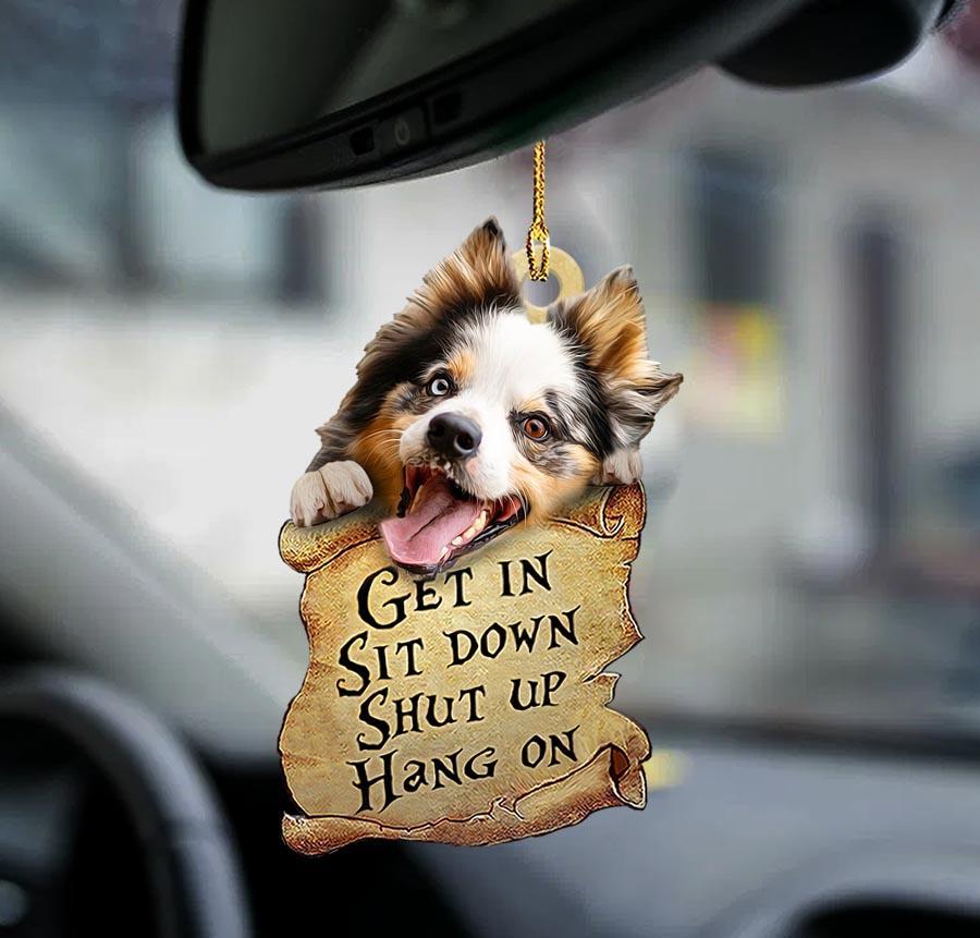 Australian shepherd get in two sided ornament