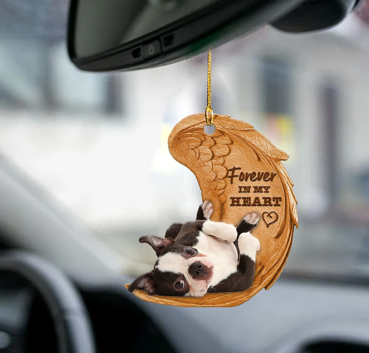 Boston Terrier forever in my heart hanging ornament-2D Effect