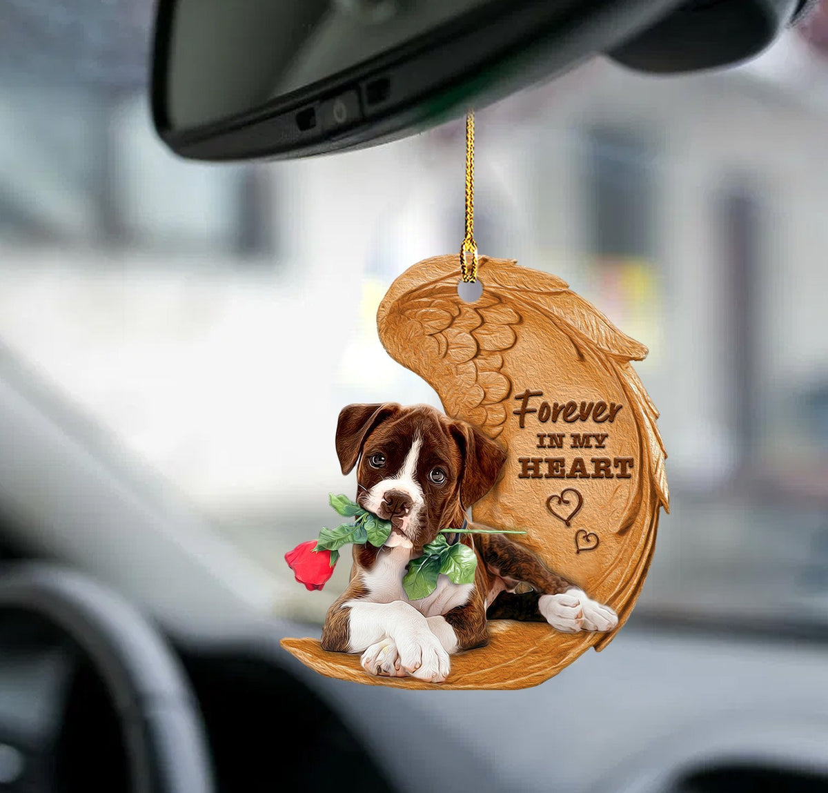 boxer puppy forever in my heart hanging ornament-2D Effect