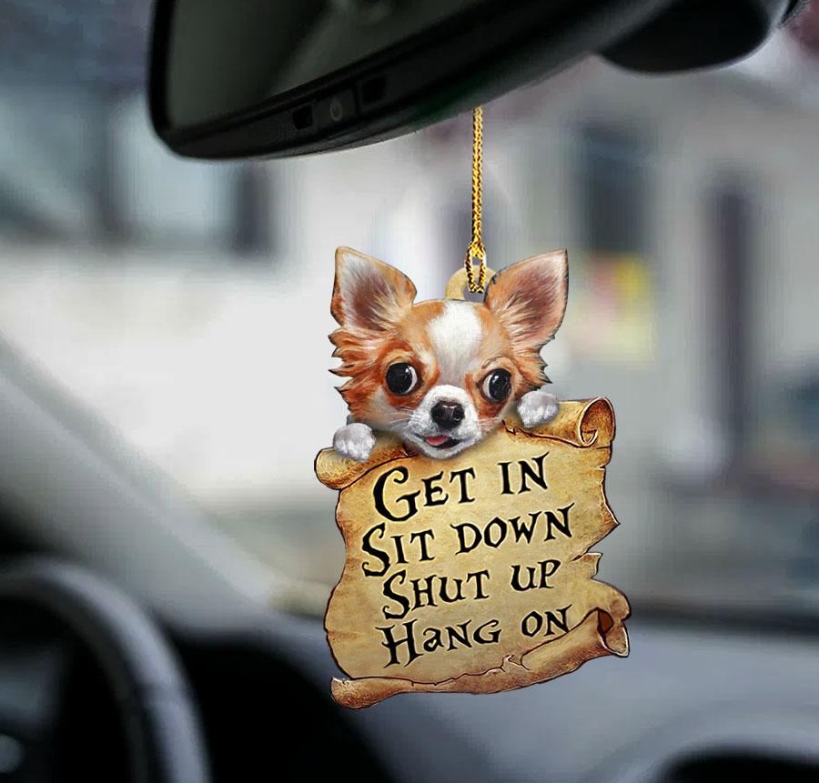 Chihuahua get in dog lover two sided ornament