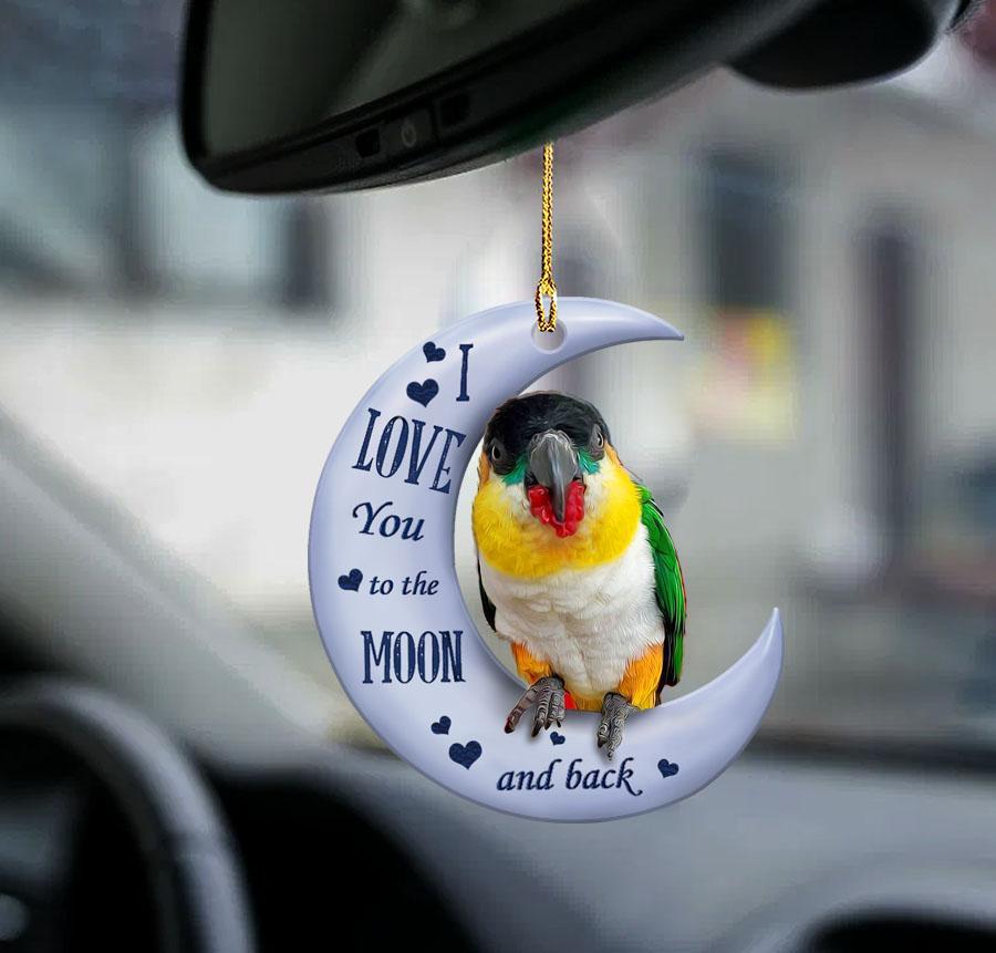 Black-headed Caique moon back gift for bird lover two sided ornament