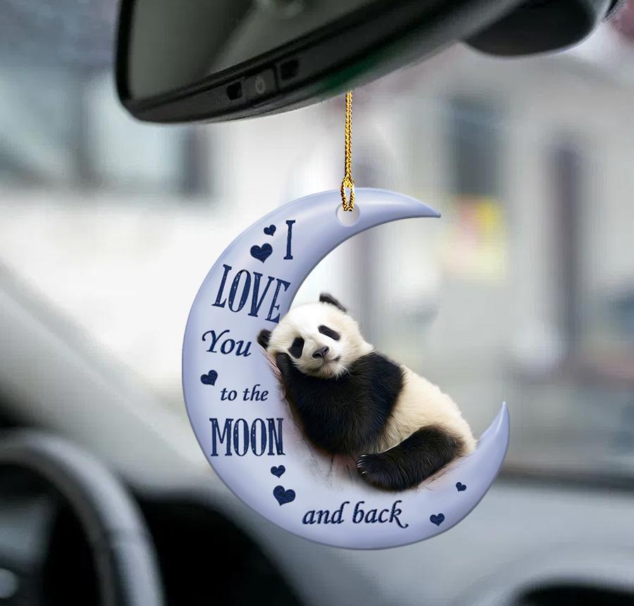 Panda moon back panda lover two sided ornament