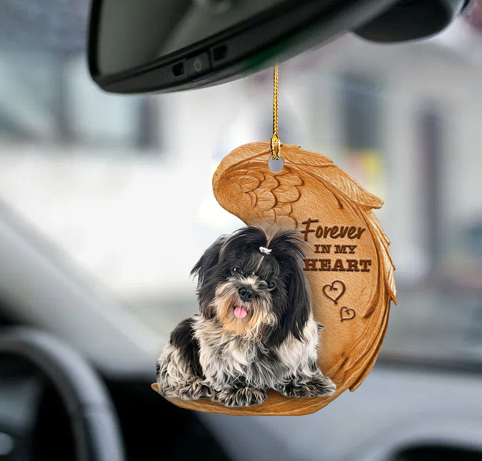 Shih tzu forever in my heart hanging ornament-2D Effect