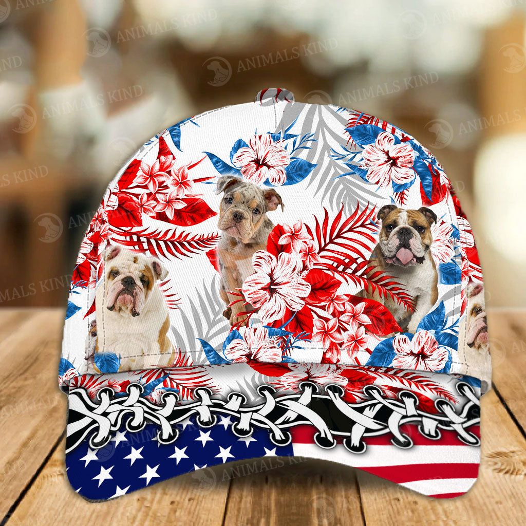 English Bulldog - American Flag Cap