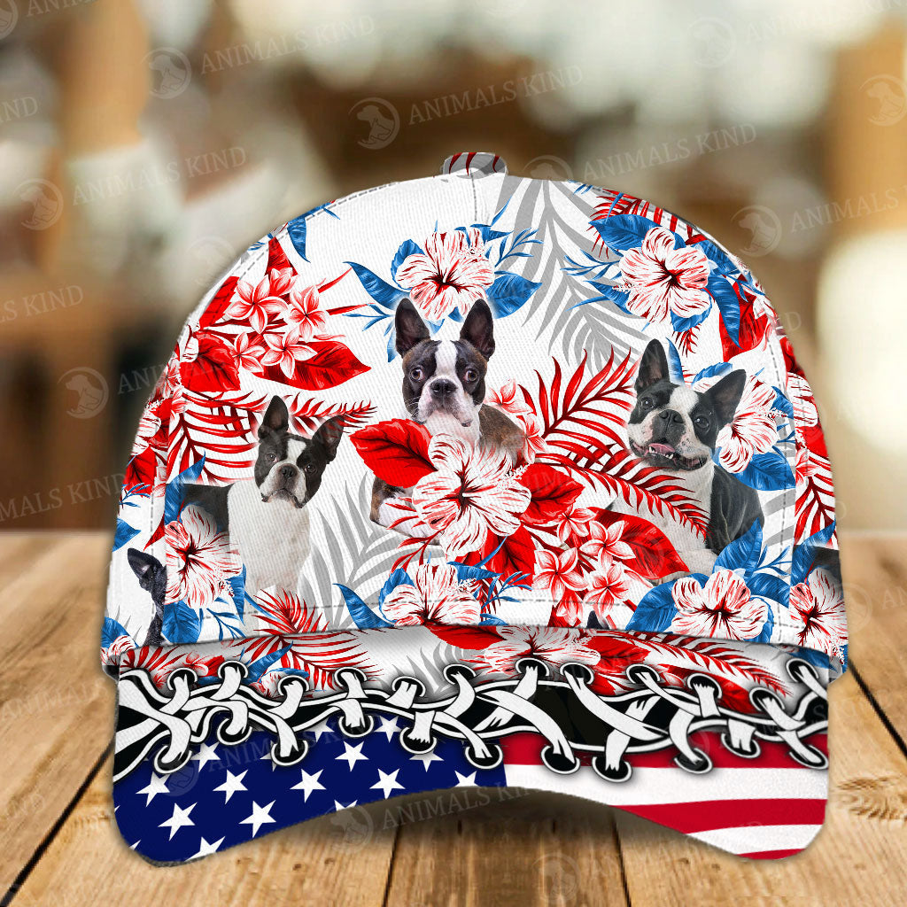 Boston Terrier - American Flag Cap