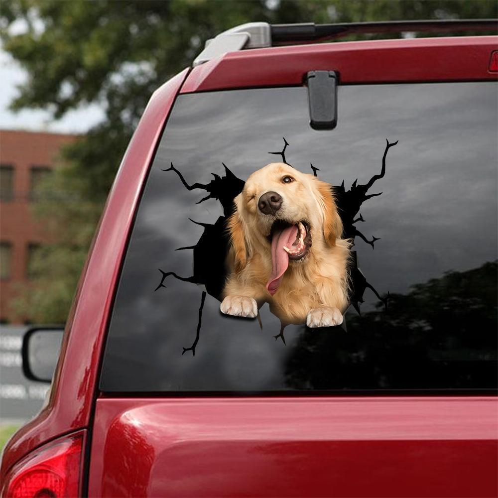 Golden Retriever Crack Car Sticker, Toilet Sticker, Fridge Sticker 16