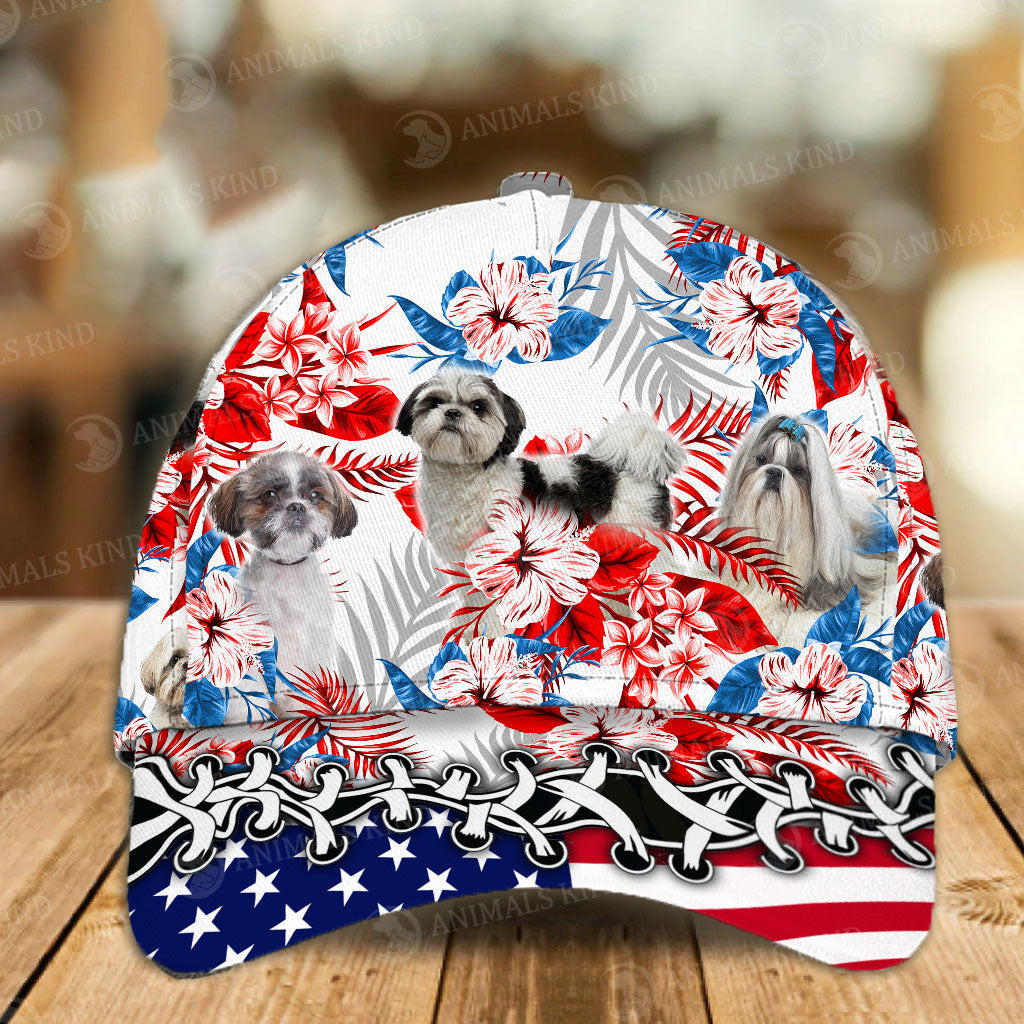 Shih Tzu - American Flag Cap