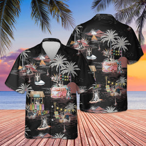 Border Collie Night On The Beach Hawaiian Shirt