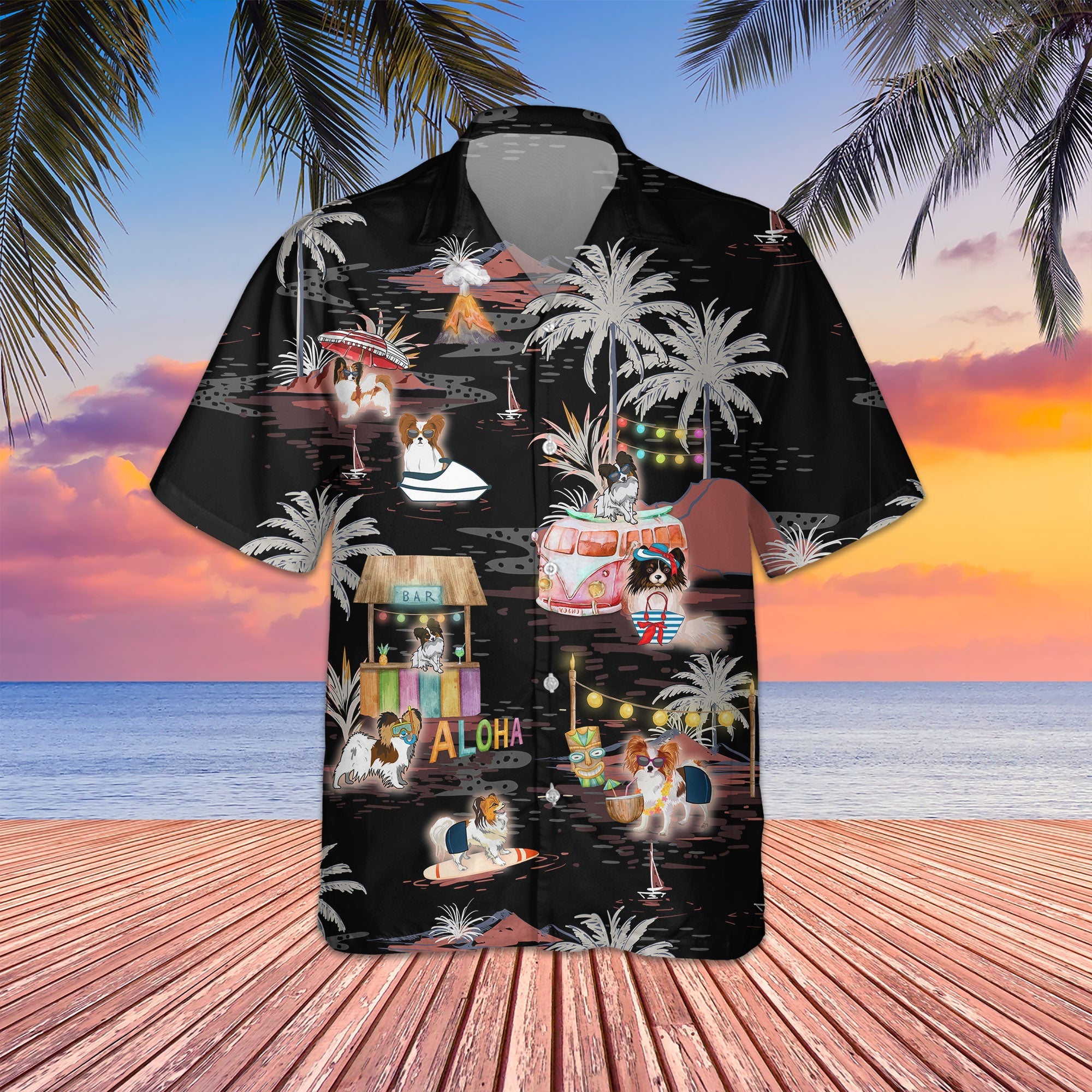 Papillon Night Beach Hawaiian Shirt