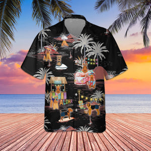 Welsh Terrier Night Beach Hawaiian Shirt