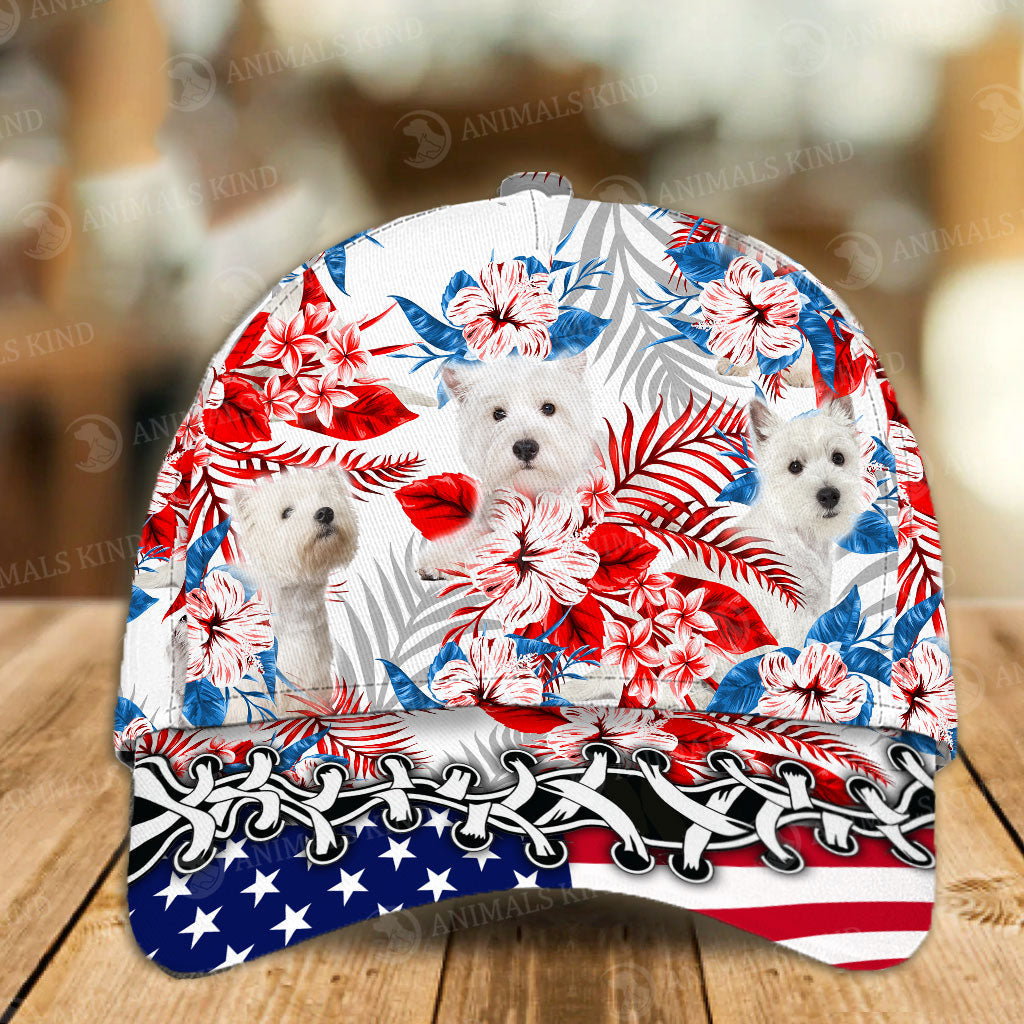 West Highland White Terrier - American Flag Cap