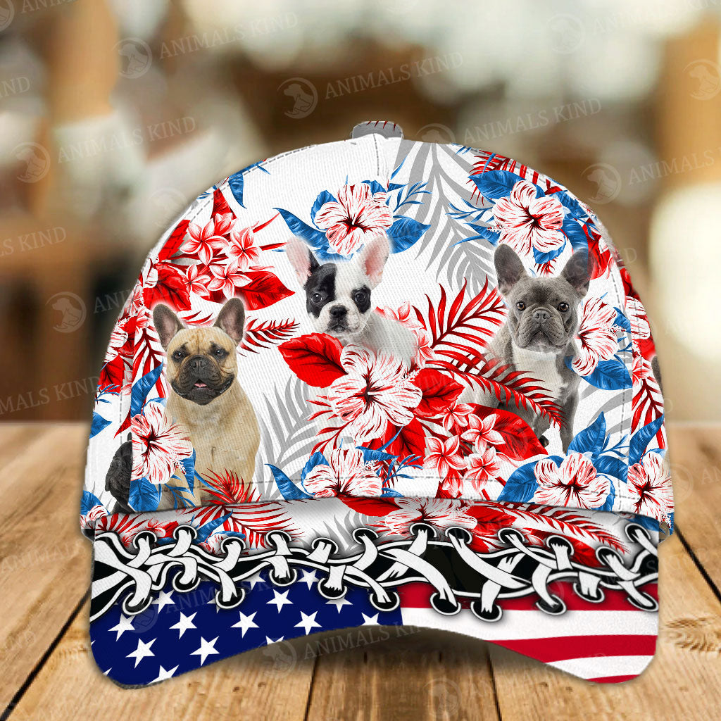 French Bulldog - American Flag Cap