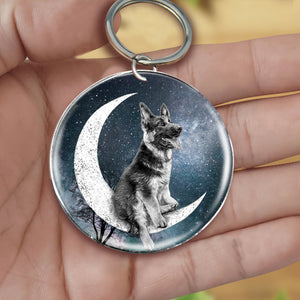 German shepherd-Stars and Moon-Round Resin Epoxy Metal Keychain