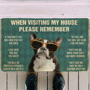 Bugybox 3D Please Remember French Bulldog With Glasses Dogs House Rules Doormat