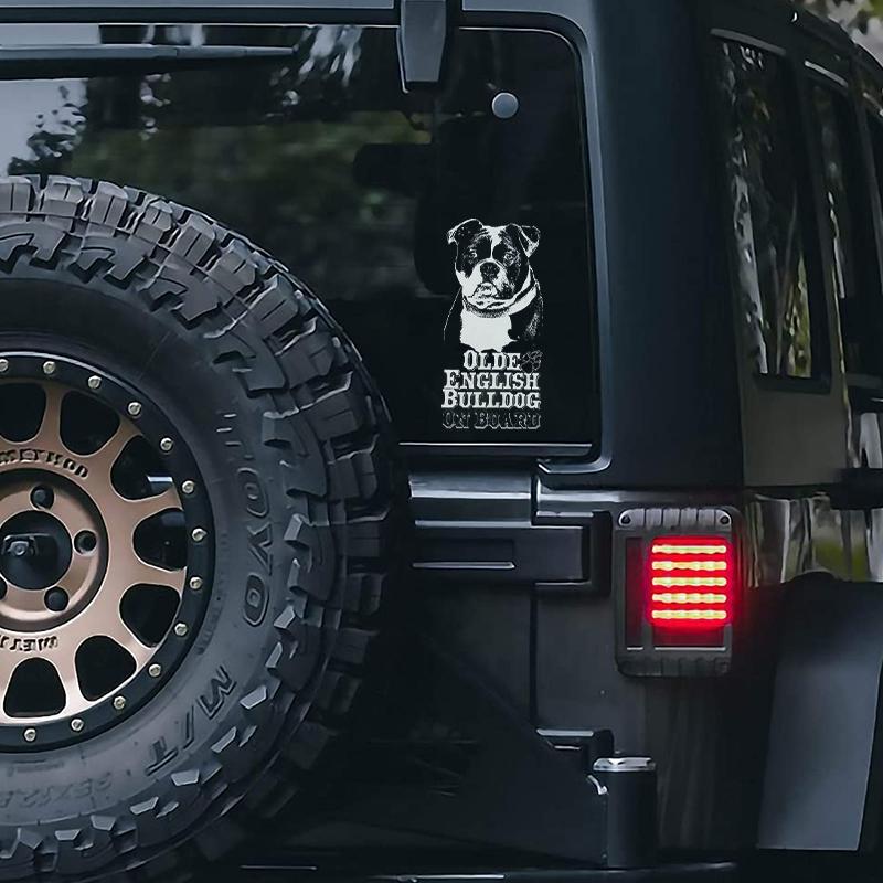 Olde English Bulldog on Board-Car Window Sticker-Dog Sign Decal