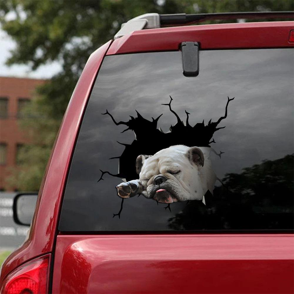 Bulldog English Bulldog Crack Car Sticker, Toilet Sticker, Fridge Sticker 7