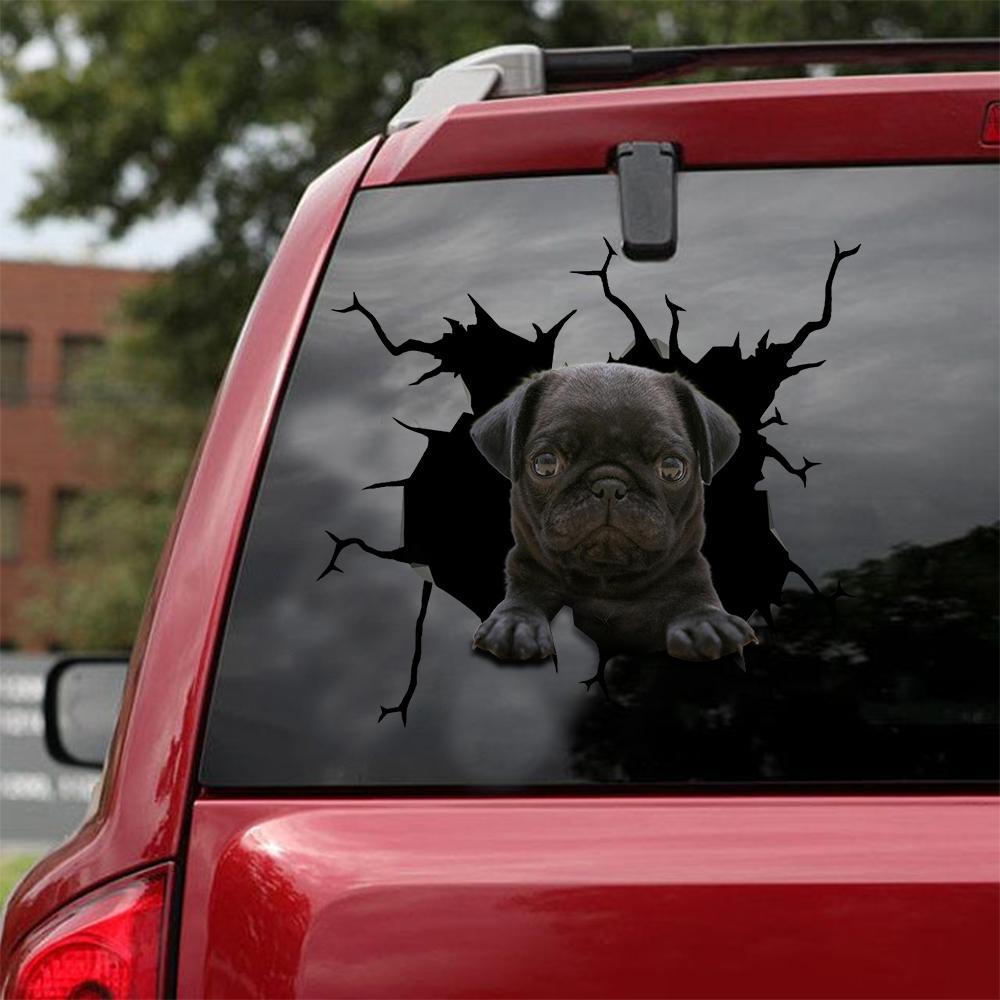 Pug Crack Car Sticker 11