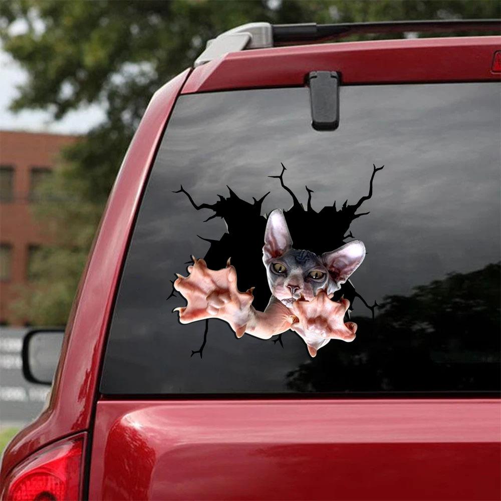 THE SPHYNX CRACK CAR STICKER CATS LOVER