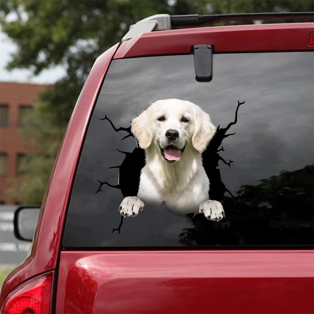 Golden Retriever Crack Car Sticker, Toilet Sticker, Fridge Sticker 30