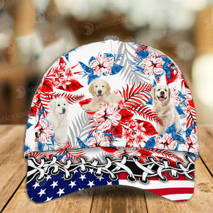 Golden Retriever 2 - American Flag Cap