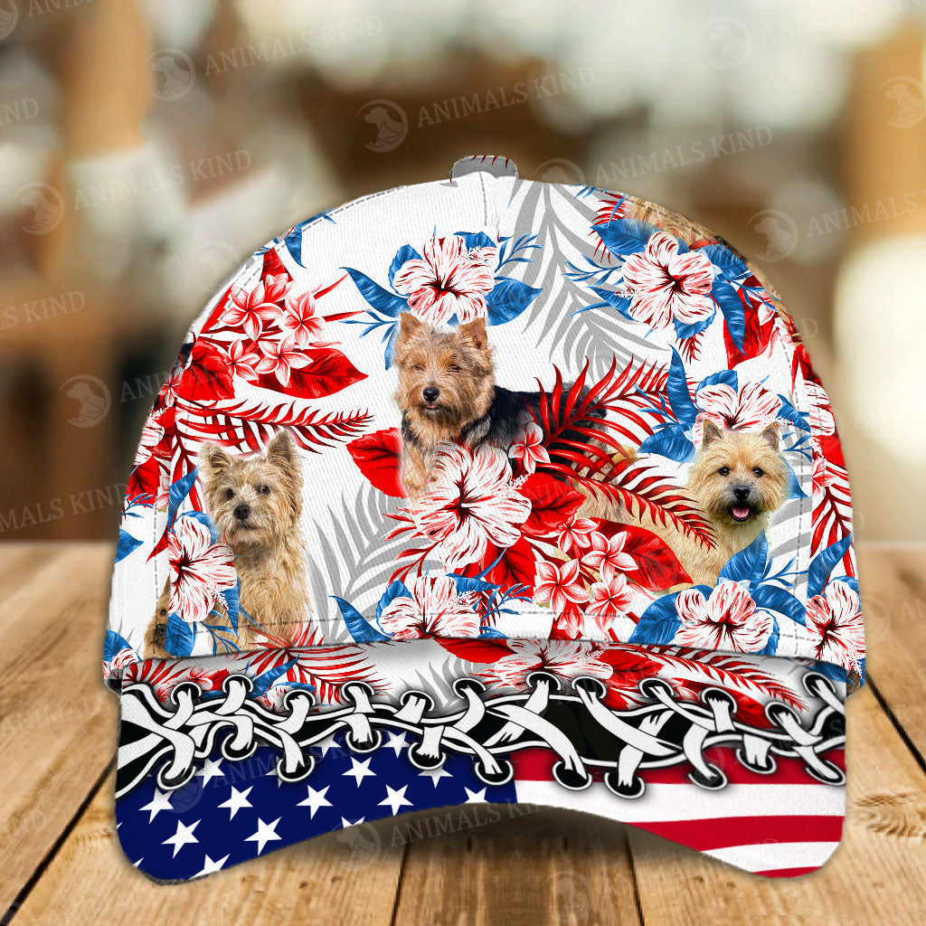 Norwich Terrier - American Flag Cap