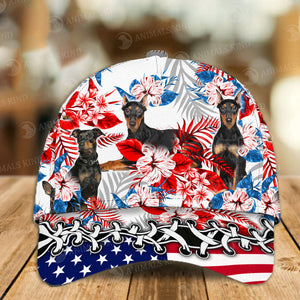 German Pinscher - American Flag Cap