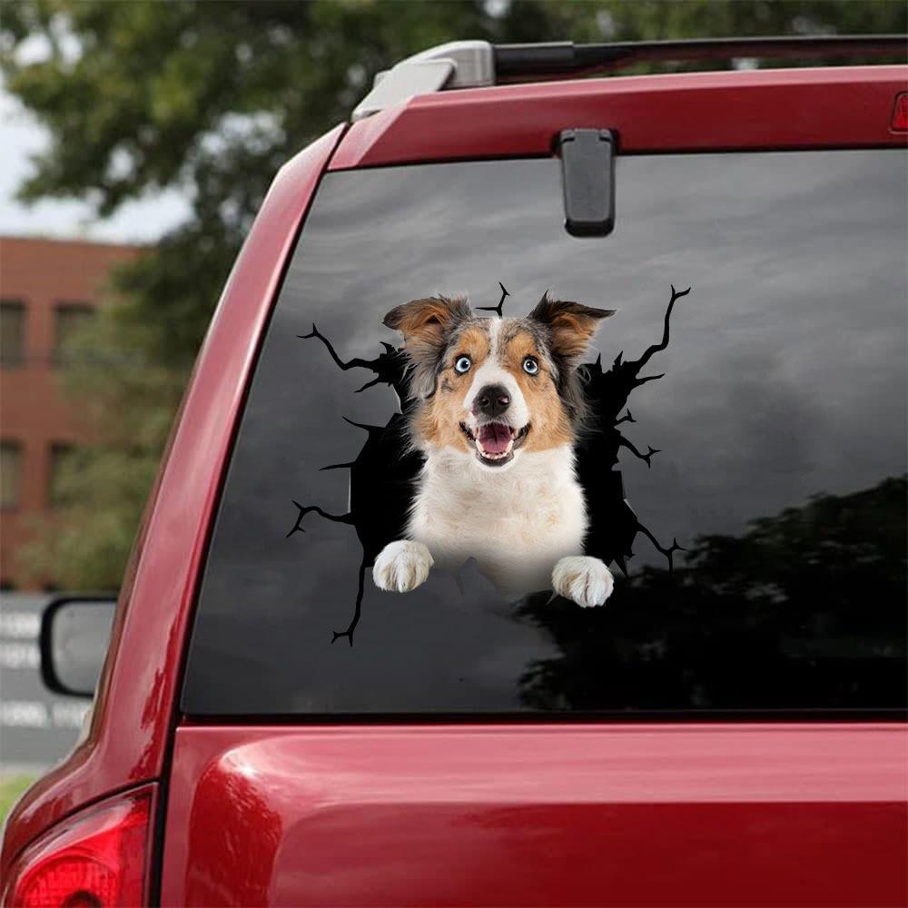 Border Collie Crack Car Sticker, Toilet Sticker, Fridge Sticker 7