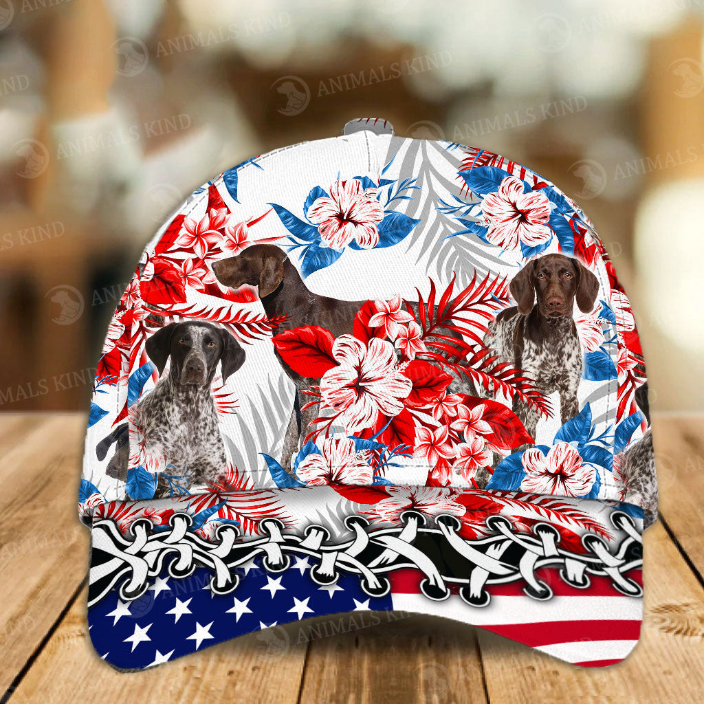 German Shorthaired Pointer - American Flag Cap