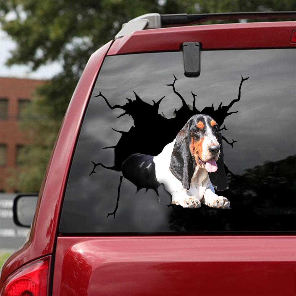 Basset Hound Crack Car Sticker, Toilet Sticker, Fridge Sticker 13