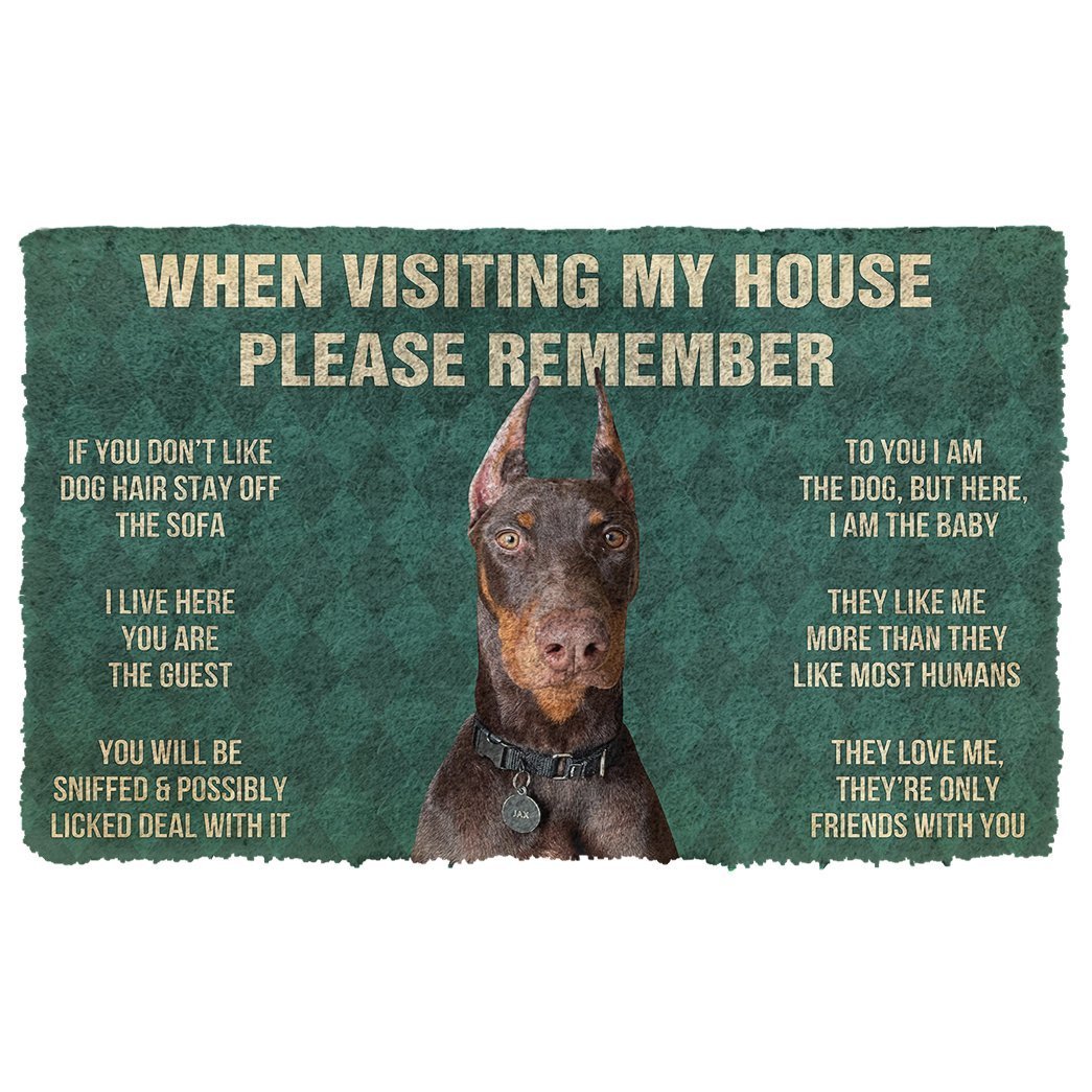 Bugybox 3D Please Remember Doberman Dog House Rule Doormat