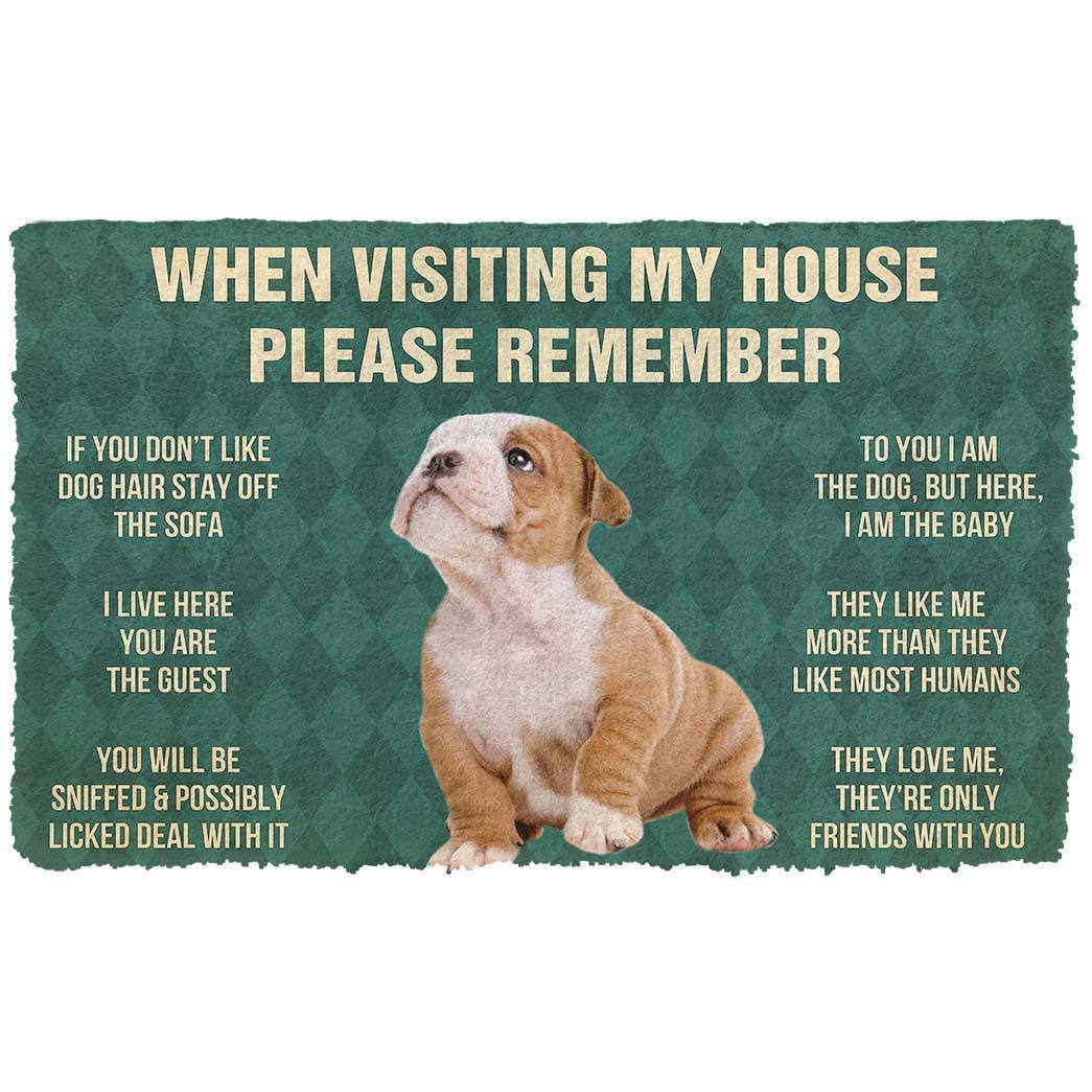 Bugybox 3D Please Remember Bulldog Puppy Dogs House Rules Doormat