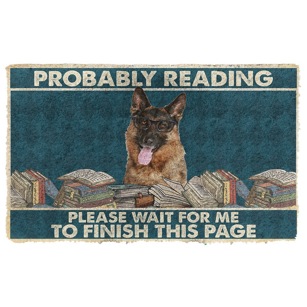 Bugybox 3D German Shepherd Probably Reading Please Wait Doormat